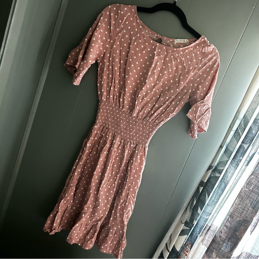Feminine Pink Polka Dot Mini Dress